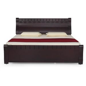 Cama de madera de alta calidad Color marrón oscuro hecha por Aqma Furniture Custom para apartamento Hotel Villa - Product Image 2