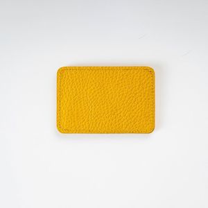 Porte-cartes minimaliste en cuir véritable jaune, fin, 4 pouces, sans fermeture, étui pour cartes de crédit - Product Image 4