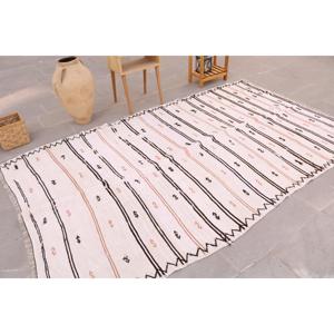 Alfombra vintage de 5.3x9 pies, alfombra turca grande, alfombra de lana con motivos de plantas y árboles blancos - Product Image 2