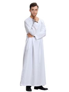 Qualité supérieure Nouveau design Décontracté Musulman Arabe o cou Manches amples Robe Manches longues Thobe Vente en gros Jubba Pour Hommes teinté en blanc - Product Image 5