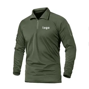 Polo personalizable para hombre, Camiseta ajustada con diseño de cremallera, logotipo sólido, liso, negro, manga corta, cómoda, transpirable - Product Image 5