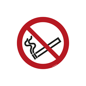 LongLife Cartello - Terreno Ruvido, Cartello da pavimento, autoadesivo, 600mm (Ø), "Divieto di fumo"- LGRG-SCHILD-600-8 - Product Image 1