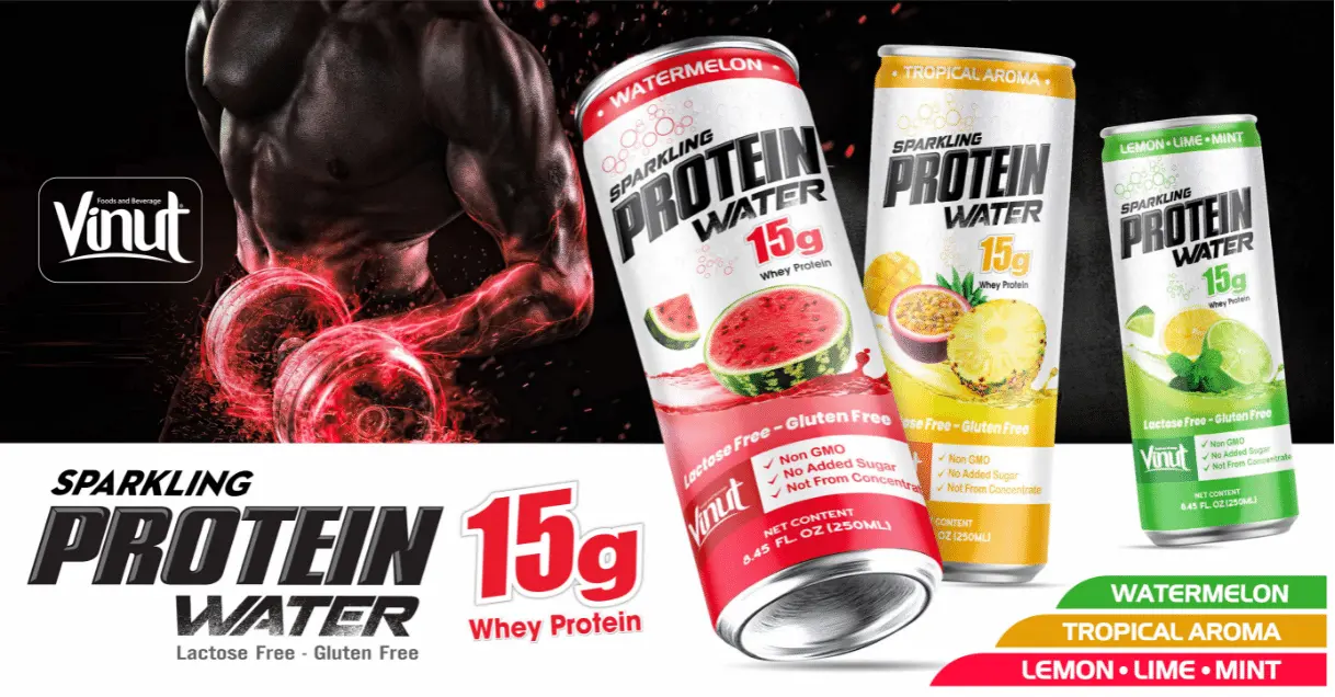 Köpüklü Protein su 250ml, 24 paket VINUT - 15g Protein, 0g eklenen şeker, laktoz ücretsiz, ücretsiz örnek, toptan tedarikçiler