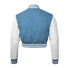 Veste universitaire recadrée de qualité supérieure pour femmes manches en cuir laine corps à manches longues Baseball Letterman veste OEM coton - Product Image 6