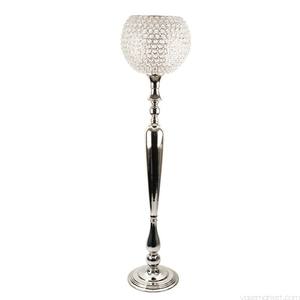 Portavelas de aluminio Chapado en plata brillante hecho a mano, centro de mesa de Navidad de Metal cuadrado ecológico con globo de bola de cristal - Product Image 6