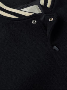 Blouson d'hiver pour homme grande taille style universitaire - Cuir véritable et tissu en laine, col montant, respirant, séchage rapide - Product Image 6