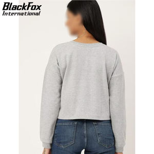 Matériau doux au toucher Service OEM avec propre logo Sweat-shirt respirant à imprimé typographique pour femmes avec épaules tombantes - Product Image 2