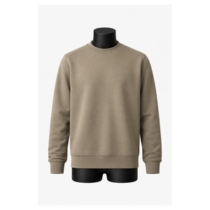 Sudaderas de Alta Calidad para Hombre, Sudaderas de Algodón Personalizadas, Sudadera Lisa con Cuello Redondo para Hombre, Sudadera de Felpa de Algodón Color Caqui Sólido - Product Image 1