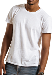 Camiseta Blanca de Manga Corta para Hombre, Corte Holgado, Cuello Redondo, Lisa, con Etiqueta en la Parte Trasera del Cuello - Product Image 4