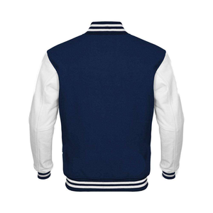 Get Your Own Custom Design <b>White</b> Leather Sleeves With Black Wool Baseball Letterman CollegeBaseballjacket for <b>men</b> DDP Shipping - Product Image 2