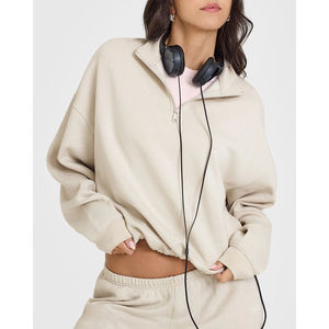 Sudadera de Mujer de Primera Calidad con Cierre de Cremallera de un Cuarto, 100% Algodón, Ligera, de Secado Rápido, con Impresión de Logotipo Personalizado - Product Image 5