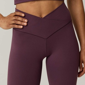 Pantalones deportivos de yoga transfronterizos de cintura alta, lisos, hasta el tobillo, resistentes a las arrugas, con efecto de realce de glúteos y cintura elástica para fitness - Product Image 3