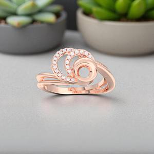 Juego de puntas de anillo de diamante de corte redondo de moissanita de lujo moderno de 0,12 quilates en platino para ella - Product Image 6