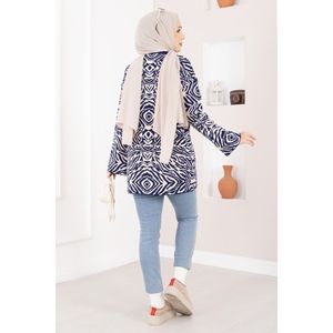 Pull en tricot bleu marine à motif zèbre, respirant, style décontracté, fleurs brodées, animaux, anime, saison hivernale, paillettes - Product Image 5