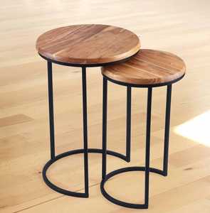 ชุดโต๊ะกาแฟทำจากไม้ทรงกลมโต๊ะข้างทำจากโลหะสำหรับห้องนั่งเล่นและห้องนอนเฟอร์นิเจอร์ภายในบ้าน - Product Image 6