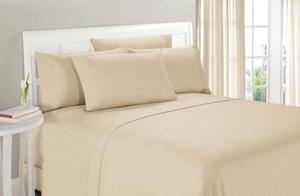 Ensemble de draps de lit Queen Size 4 pièces en percale unie 300TC 100% coton avec taies d'oreiller, écologique, style américain, toutes saisons, qualité A - Product Image 3