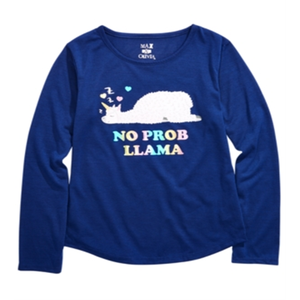 Maglietta Pigiama Casual da Ragazza Max Olivia con Stampa Llama Blu Taglia Media Primavera in Morbido Jersey con Elastico in Vita e Tecnica Tie-Dye - Product Image 1