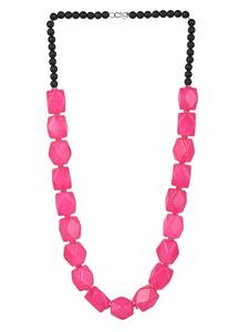 Collier pendentif en résine rose audacieux, perles artisanales, géométrique, modèle ange, léger, bijoux tendance pour femmes - Product Image 3