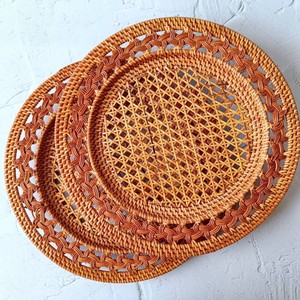 Rotin fait à la main en vrac quantité chargeur assiettes décoration de table à manger en gros naturel plaques chargeurs ensemble - Product Image 1