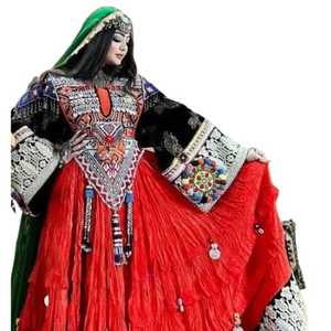 Robe afghane Kuchi de luxe moderne pour mariage, design personnalisé pour femmes, broderie lourde, volants, dentelle, légère et confortable - Product Image 2