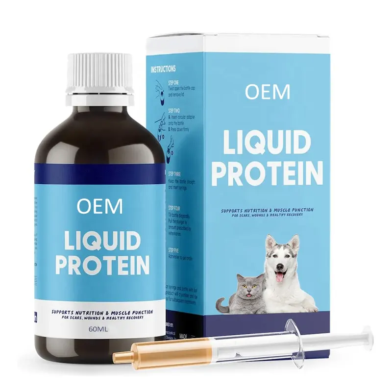 oem custom label liquid protein Supplement for Dogs and cats enhance nutrition and coat replenishment