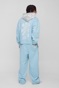 Conjunto Deportivo de Otoño para Hombre, Informal, Estampado, Transpirable, Grueso, con Sudadera con Capucha de Forro Polar y Pantalones Jogger de Dos Piezas, de Algodón - Product Image 6