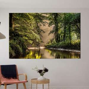 Toile imprimée Paysage forestier - Art mural rivière, Œuvre d'art verte, 1P : Prêt à accrocher - Product Image 1