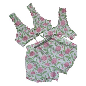 Vente en gros d'usine, ensembles de lingerie de nuit pour femmes, shorts de lingerie sexy, trois pièces, vêtements de nuit pour lune de miel, 100% coton pur, imprimé à la main - Product Image 5