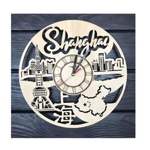 Vente en gros horloge murale moderne écologique en MDF travail au laser personnalisé bois peint mur silencieux artisanat en bois boîtes en bois panneaux muraux - Product Image 3
