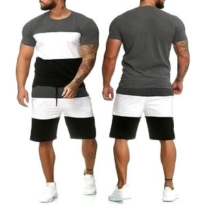 Ensemble deux pièces décontracté d'été pour hommes T-Shirt et short 290gsm coton éponge séchage rapide respirant unisexe design surdimensionné personnalisable - Product Image 4