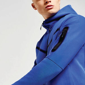 Chándal de lana tecnológica para hombre de diseño OEM 69% algodón 31% poliéster azul real con cremallera completa Sudadera con capucha Joggers pantalones de chándal gimnasio de invierno - Product Image 6