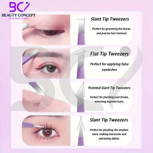 Pince à épiler violette en acier inoxydable à pointe inclinée, durable, pour la précision de la mise en forme des sourcils, outil d'épilation pour la maison et les salons de beauté - Product Image 4