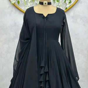 Hermoso traje de diseñador Anarkali-Pent con encaje - Product Image 1