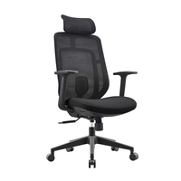 Vente en gros de chaise d'ordinateur portable réglable chaise de bureau ergonomique en maille chaise noire à dossier haut pour le personnel