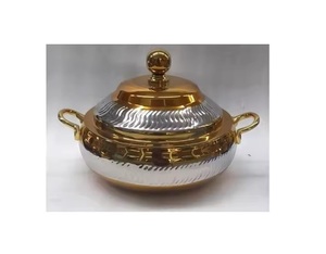 หม้อไฟเคลือบเงาสีเงินดีไซน์ทันสมัยพร้อมทองสำหรับห้องครัวและท็อปโต๊ะหม้อต้มน้ำร้อนที่ใช้ทำจากโลหะ - Product Image 1