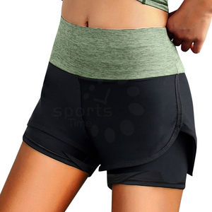 Short d'entraînement de gymnastique de haute qualité pour femmes 100% coton respirant taille haute conception avec impression bouffante Shorts pour femmes - Product Image 2