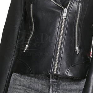 Chaqueta de cuero con cuello levantado a la moda para mujer de talla grande al por mayor Tops transpirables de punto ligeros de temporada de invierno - Product Image 6