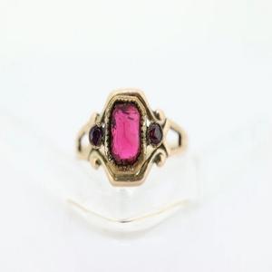 Diseño Vintage Ruby Glass Bezel Setting Ring 925 Sterling Silver 18K Gold Plated Custom Fine Women's Anniversary Bands - Product Image 1