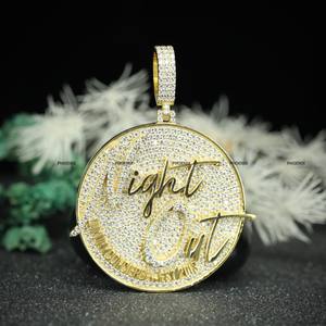 Colgante de Joyería Hip Hop con Forma Redonda Personalizada, Diamante Brillante Redondo Moissanite, Plata de Ley 925, Chapado en Oro Amarillo - Product Image 5