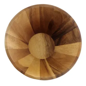 Tazón para Servir Ensaladas Tallado a Mano en Madera de Acacia, Diseño Ovalado de Estilo Indio, Plato Decorativo de Madera para Mesa de Cocina - Product Image 5