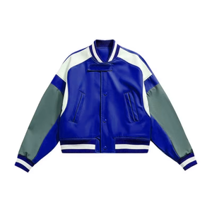 Veste en cuir d'hiver pour homme sur mesure en gros | Nouvelle mode avec col montant et motif patchwork bicolore Vestes pour hommes - Product Image 2