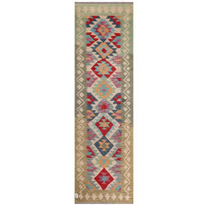 Alfombra Kilim de Maimana, Afganistán, 287 x 85 cm - Product Image 1