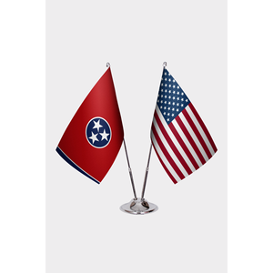 Drapeaux de bureau personnalisés 3x5 pieds du Tennessee et des États-Unis, impression numérique sur nylon, coton, plastique, avec mât en aluminium - Product Image 1