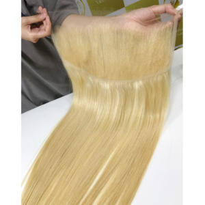 Perruques sans colle cheveux blonds 13*4 HD pour 20 pouces vietnamien Remy trame plate extensions de cheveux humains bruts meilleure qualité chaude - Product Image 1