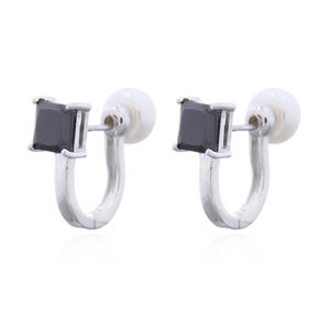Boucles d'oreilles créoles en argent avec perle radieuse et zircone cubique - Product Image 1