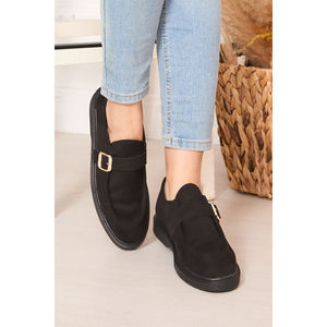 Mocasines Negros Casuales con Hebilla Simple, Zapatos Cómodos para Uso Diario - Product Image 1