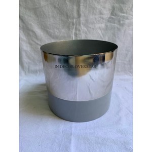 Maceta de Metal con revestimiento en polvo de Color negro y chapado en oro de diseñador de textura antigua de forma redonda para decoración de mesa de hogar y oficina - Product Image 2