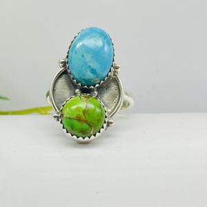 Bague de mariage vintage en argent sterling 925 faite à la main bague de mariage en turquoise naturelle bague de créateur classique pour idée de cadeau de fête - Product Image 4