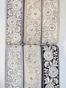 Multi-Colored Lace Embroidery on 100% Cotton Tulle Fabric Clothing Accessories and <b>Art</b> Decoration - Product Image 2