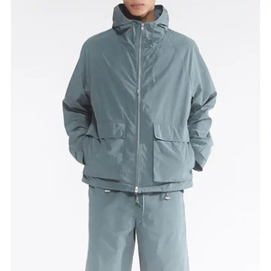 Couleur personnalisée Hommes Vêtements D'hiver Vestes High Street Solide Couleur Imperméable Coupe-Vent Vestes De Pluie Toile Tissu Enduit - Product Image 1